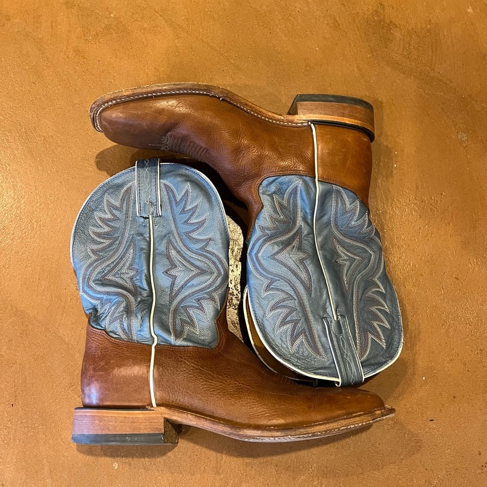 Tony Lama Brown and Blue Cowboy Boots